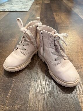 Cat & Jack Lace-Up Side-Zip pearl studded Ankle Boots Light Pink